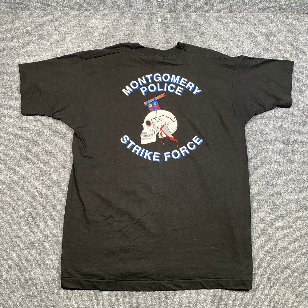 Montgomery Police Strike Force T Shirt XL Black USA Single Stitch Vintage
